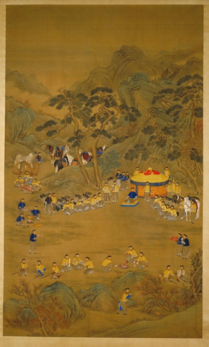 Xuất hiện bức tranh dài 2 mét về buổi đi săn của Càn Long tại vi trường Mộc Lan, duy nhất một sủng phi được theo sau hầu cận- Ảnh 5.