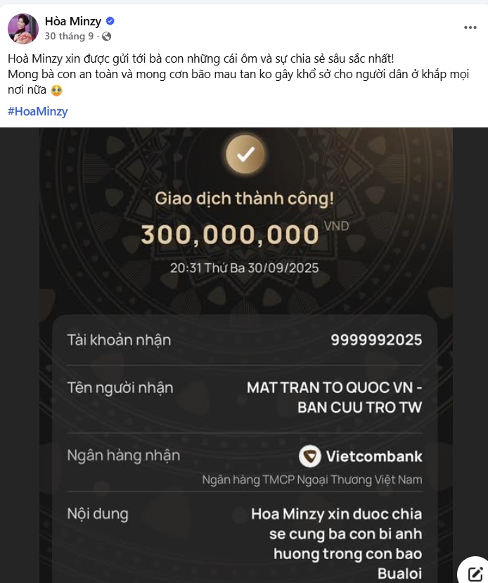 Hòa Minzy liên tục chuyển khoản 1,5 tỷ đồng- Ảnh 2.
