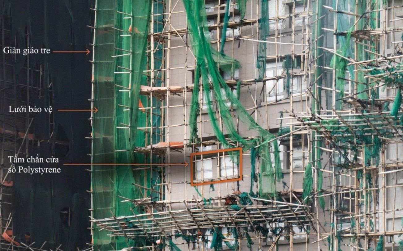 Dựng lại hiện trường: Giàn giáo tre dày như mạng nhện trở thành mồi lửa khiến chung cư của hơn 4.000 cư dân thành ngọn đuốc sống- Ảnh 2.