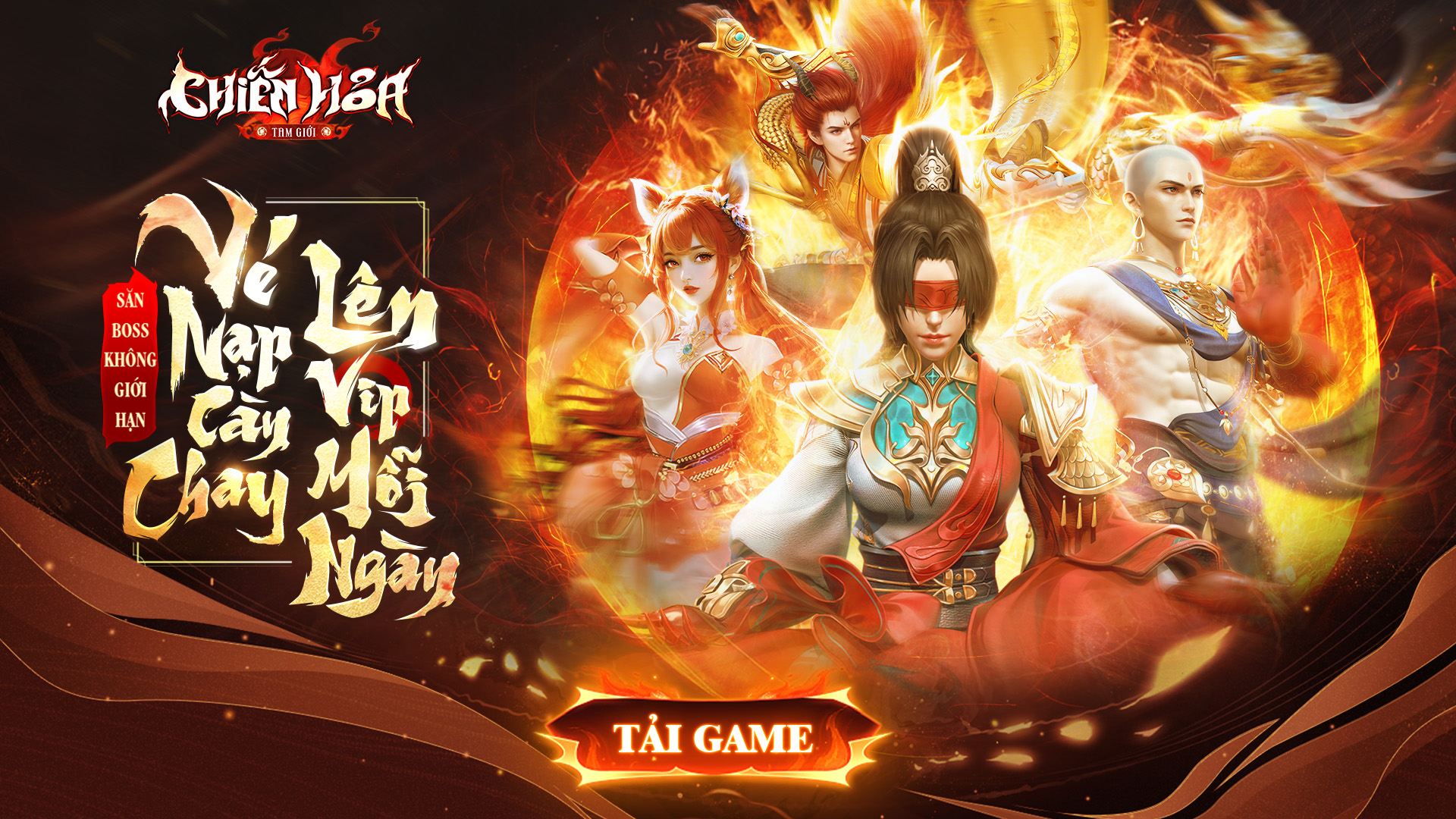 Chiến Hoả Tam Giới chính thức mở tải: game tiên hiệp mới free vé nạp, tài nguyên cực khủng khiến game thủ thích mê chienhoatamquoc game 1