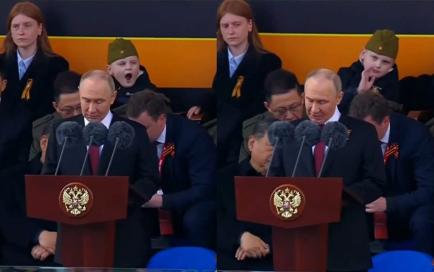 Vô tình lọt vào camera ngay thời khắc Tổng thống Putin phát biểu, cậu bé có biểu cảm khiến cả mạng xã hội chấn động- Ảnh 1.