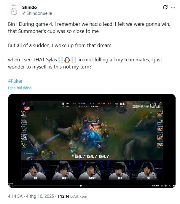 Bin chia sẻ về khoảnh khắc anh nhận ra mình vẫn chưa thể vô địch CKTG