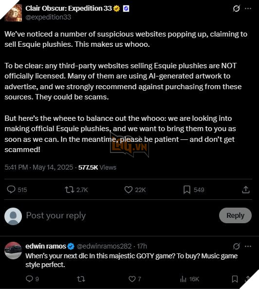 Clair Obscur: Expedition 33 Dường Như Đang Hướng Đến Kinh Doanh Thú Nhồi Bông Esquie