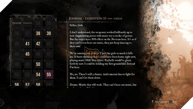 Clair Obscur: Expedition 33 Va Nghe Thuat Khai Thac Cot Truyen Bang Vat Pham 4 Nhật ký của một người hoài niệm về cuộc sống ở Lumiere bên gia đình