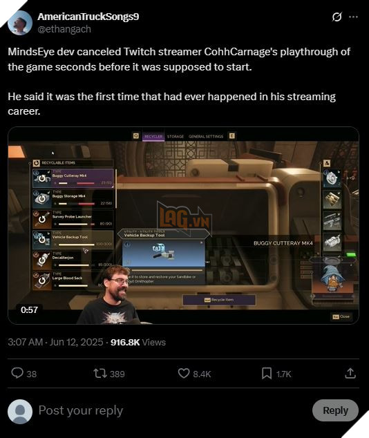 Streamer CohnCarnage bất ngờ phải ngừng stream MindsEye