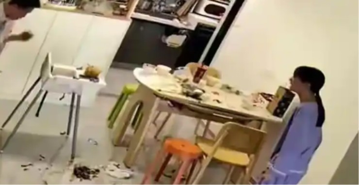 Người vợ mất kiểm soát, lật đổ cả bàn ăn.