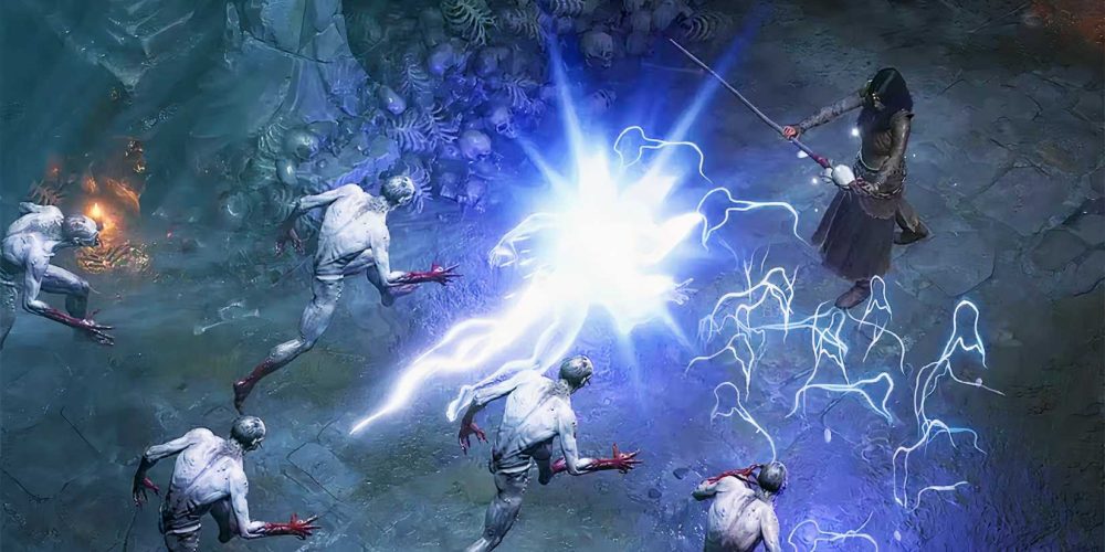 diablo-4 A sorcerer using a lightning attack in Diablo 4