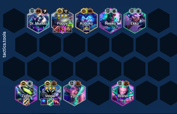 ĐTCL 14.2: Xây dựng đội hình reroll Poppy “Nghiền Nát Nút” sau khi được buff cực mạnh doi hinh rerolll poppy 1