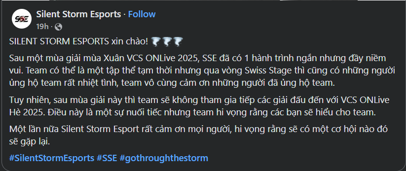 LMHT: Bất ngờ có thông tin một đội tuyển tại VCS bị cấm vô thời hạn, đúng sai ra sao? doi tuyen silent storm giai tan