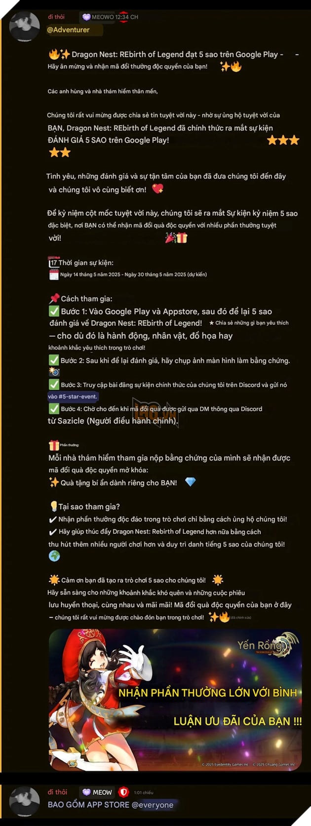 Dragon Nest: Rebirth of Legend tìm cách mua chuộc game thủ để đánh giá 5 sao cho trò chơi