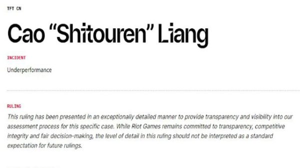 Drama Cúp Chiến Thuật có kết quả, Shitouren bị cấm tham gia giải đấu mùa 14, nộp phạt drama cup chien thuat thumbjpg