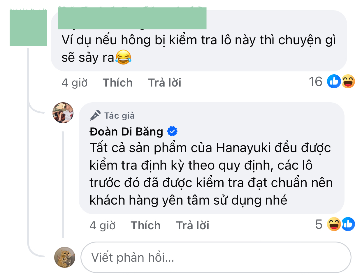 Phản hồi mới nhất của Đoàn Di Băng: