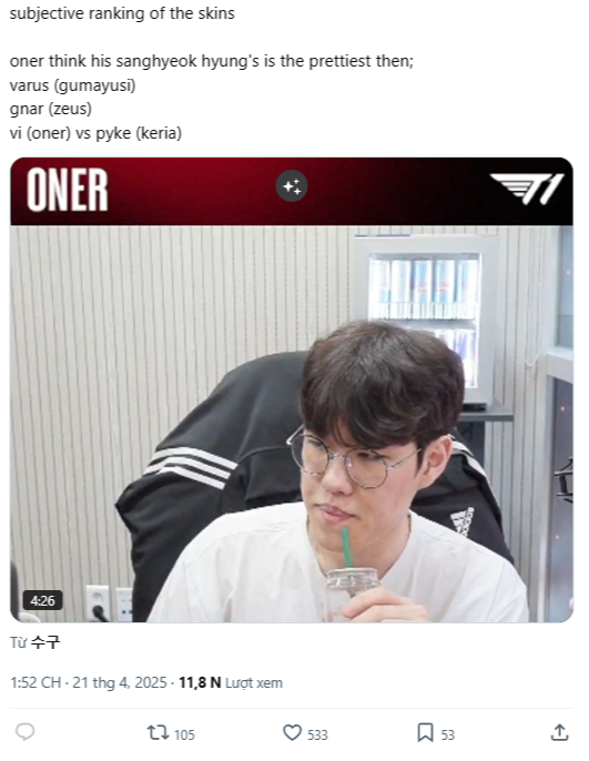 Oner thẳng tay chê 2 skin CKTG, khẳng định chắc nịch về trang phục của Faker- Ảnh 1. Oner thẳng tay chê 2 skin CKTG, khẳng định chắc nịch về trang phục của Faker- Ảnh 1.