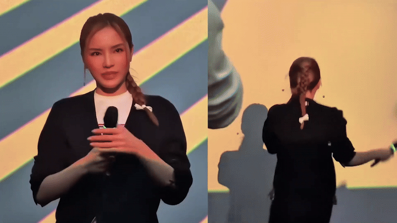 Video Hoa hậu Kỳ Duyên quăng miếng hài tại sự kiện, nhưng bỏ chạy vì nói 1 câu “quê xệ”- Ảnh 1. Video Hoa hậu Kỳ Duyên quăng miếng hài tại sự kiện, nhưng bỏ chạy vì nói 1 câu “quê xệ”- Ảnh 1.