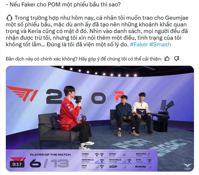 Faker có phát biểu nhạy cảm trong ngày Smash thay thế Gumayusi- Ảnh 2. Faker có phát biểu nhạy cảm trong ngày Smash thay thế Gumayusi- Ảnh 2.