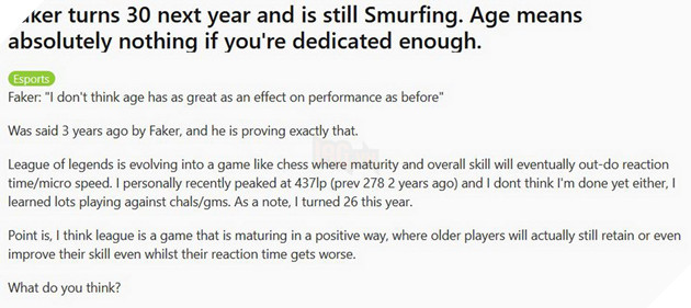 Faker - Minh chứng cho Tuổi tác không phải rào cản trong Esports 2