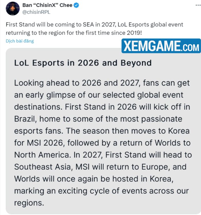 first-stand-2027 Riot hé lộ loạt địa điểm tổ chức giải LMHT, Việt Nam có cơ hội đăng cai first stand 2027