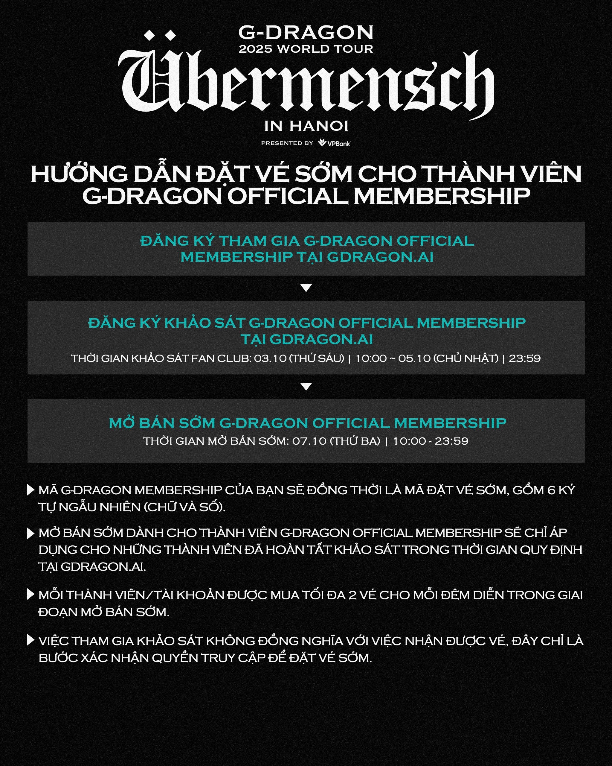 G-DRAGON 2025 WORLD TOUR [Übermensch] TẠI HÀ NỘI, đồng hành bởi VPBank