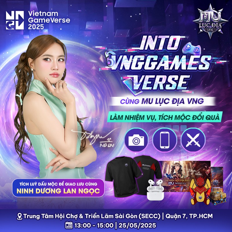 MU Lục Địa VNG cùng Diễn viên Ninh Dương Lan Ngọc xuất hiện tại GameVerse 2025 vào ngày 27/3/2025 gamehubvn mu luc dia 2