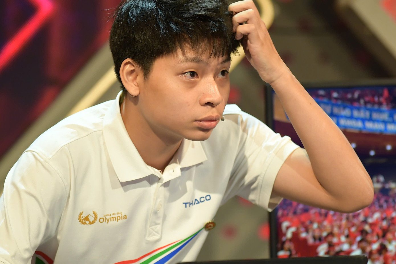 Biểu cảm của chàng trai xứ Huế Lê Quang Duy Khoa tại trận chung kết.