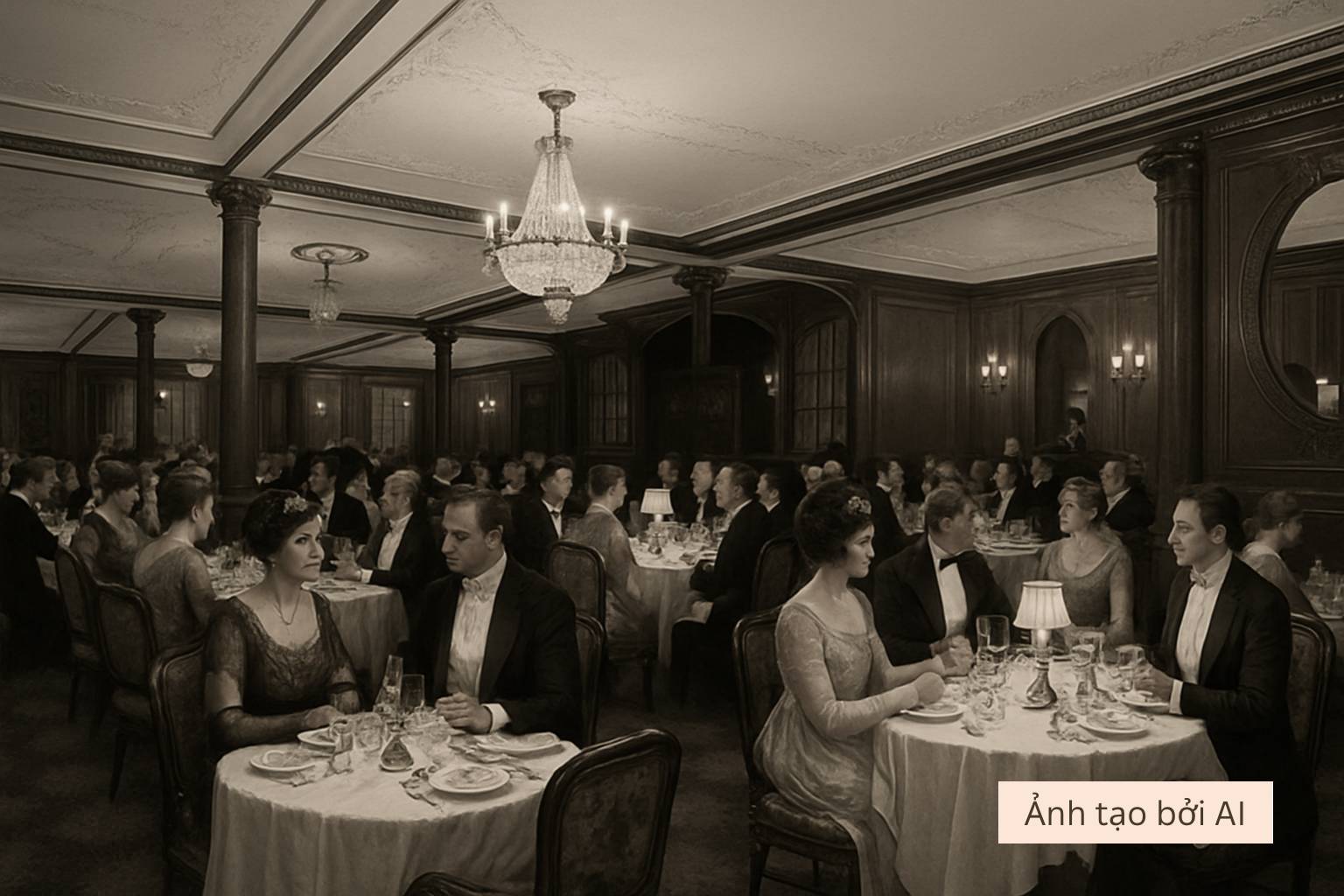 Khi AI tái hiện chân thực đêm tiệc cuối cùng trên tàu Titanic: Sự xa hoa tột cùng che mờ mọi hiểm họa- Ảnh 3.