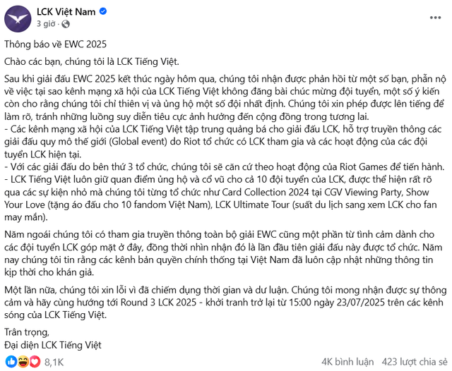 Cộng đồng fan Gen.G bùng nổ bức xúc vô lý sau chức vô địch EWC 2025 của đội nhà- Ảnh 2.