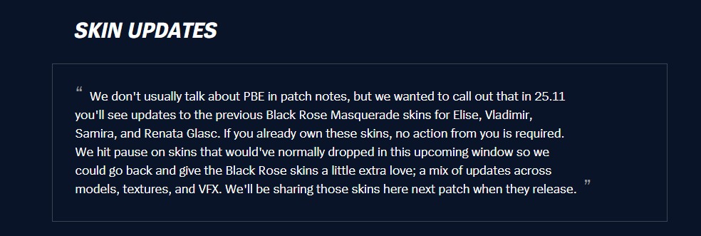 LMHT 25.11 không ra skin 1 phiên bản chỉ để để cập nhật lại các skin Mặt Nạ Hoa Hồng Đen gq2rq0uw8aatuv5