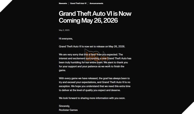 Rockstar Games Dời Ngày Ra Mắt GTA VI, Devolver Digital Khẳng Định Sẵn Sàng Đối Đầu