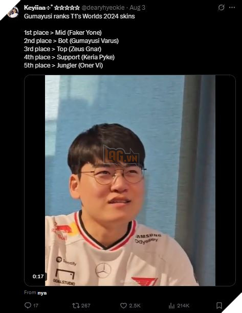 Gumayusi đẩy trang phục của Oner xuống tận đáy