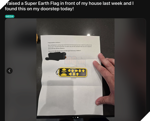 người dùng reddit chia sẻ về món quà nhận được từ helldivers 2