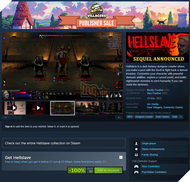 So Huu Game Kham Pha Ham Nguc Doc Dao Duoc Danh Gia Cao Tren Steam 2 Hellslave nhận được đánh giá rất tích cực từ người dùng Steam