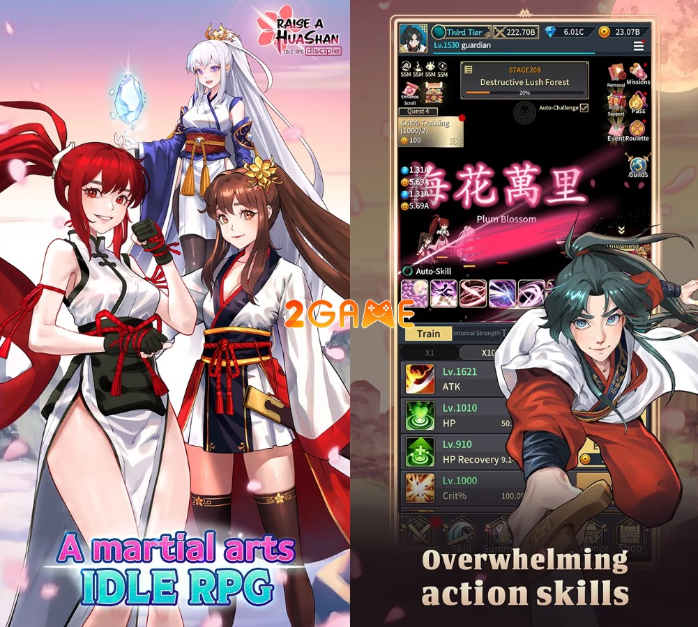 game nhập vai nhàn rỗi Huashan Raise (화산제자 키우기: 무협 RPG)