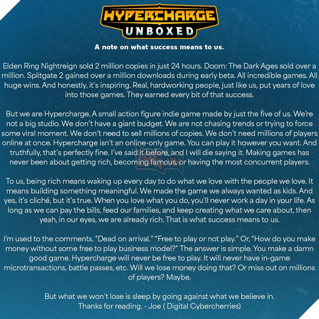 Hypercharge đã đưa ra tuyên bố cụ thể hơn về vấn đề này