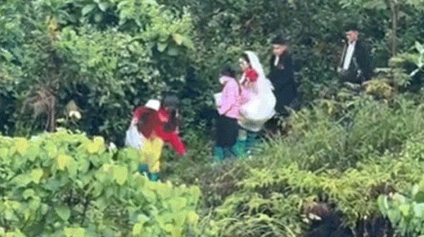 Vì lệ lạ, chú rể Thái Nguyên trèo núi, lội ruộng đi đón dâu 30 Vì lệ lạ, chú rể Thái Nguyên trèo núi, lội ruộng đi đón dâu image dai dien gifthai nguyen treo nui loi ruong di don dau 1667 1762848976 976 width740height495 gif2mp4 auto cropjpg