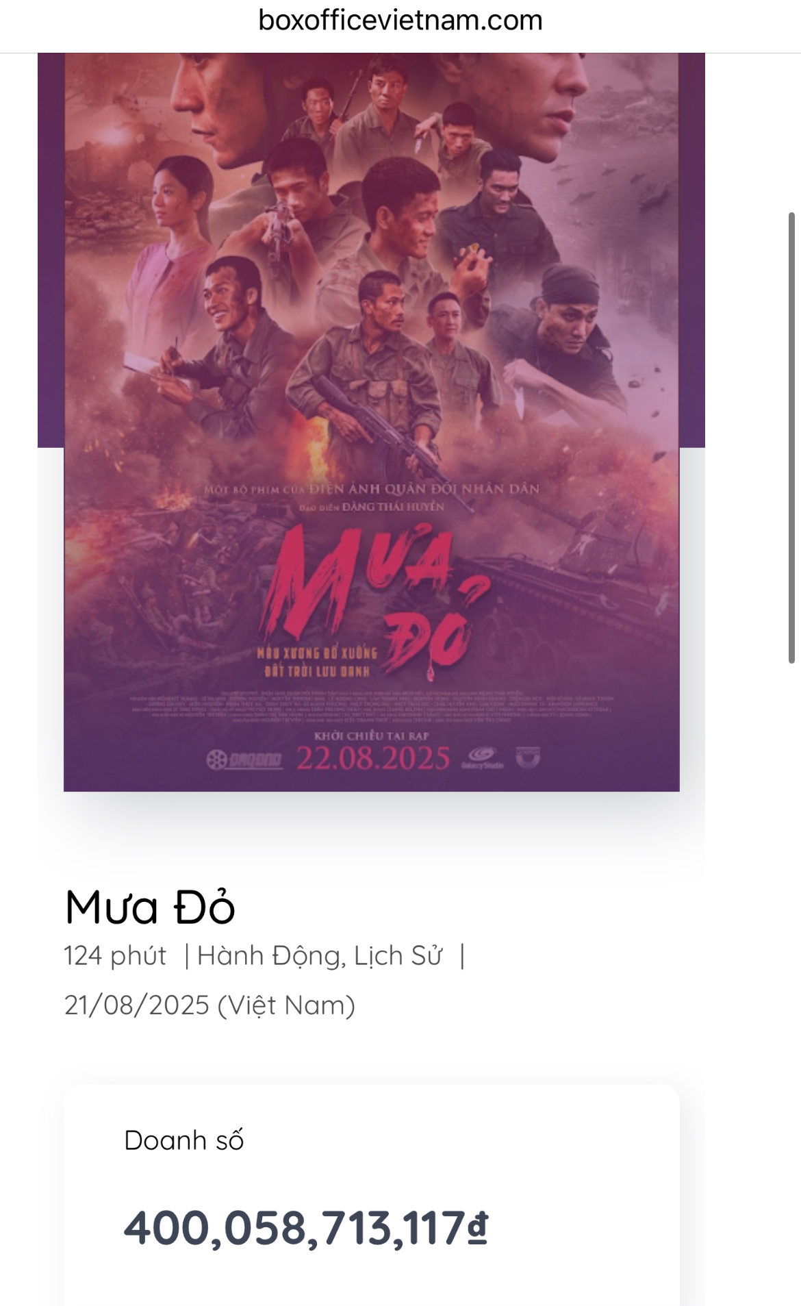 Chưa từng có trong lịch sử: Mưa Đỏ đạt doanh thu gần 55 tỷ một ngày, giữ kỷ lục khó ai có thể lật đổ- Ảnh 2.