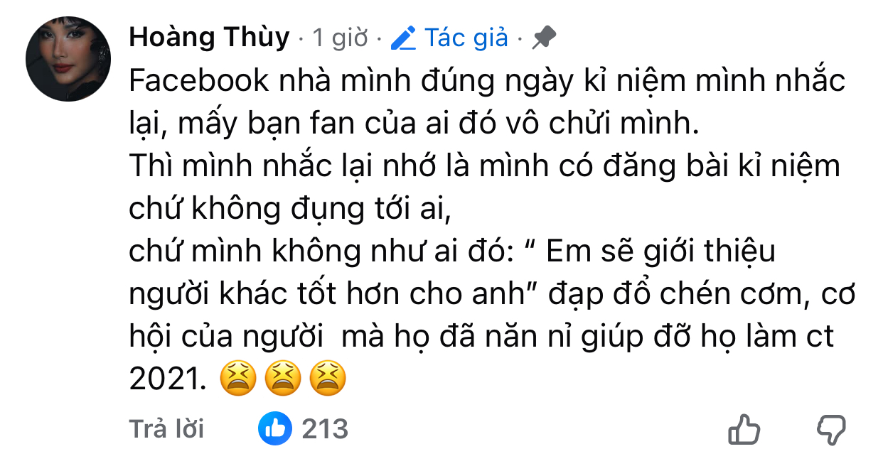 Hoàng Thuỳ lên tiếng về bài đăng ngay lúc Hương Giang out top: