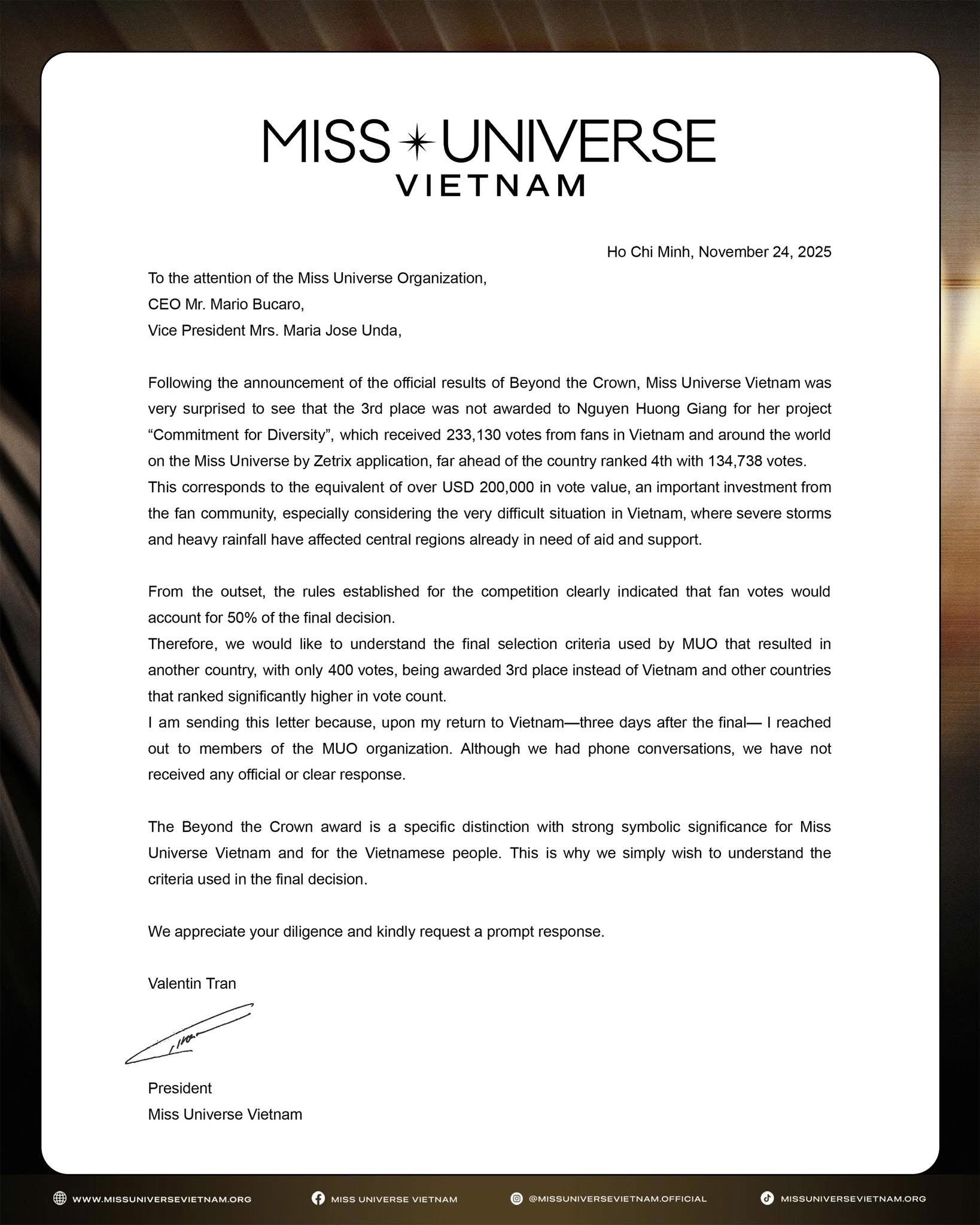 Khiếu nại kết quả của Hương Giang tại Miss Universe- Ảnh 1.