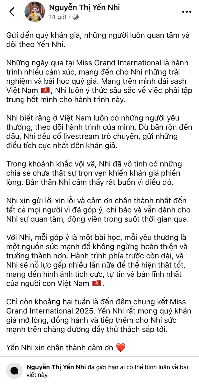 Tình hình căng thẳng của Hoa hậu Yến Nhi và bà Phạm Kim Dung sau phát ngôn gây sốc cả showbiz- Ảnh 1.