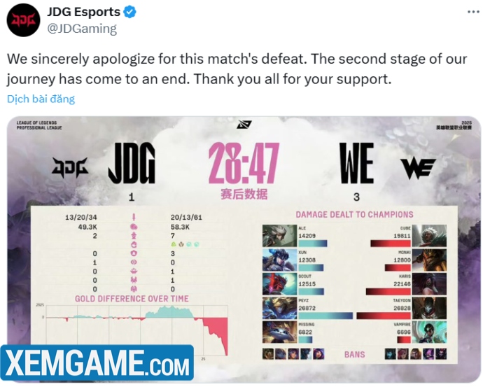 Peyz cùng JDG chính thức ngồi nhà xem MSI 2025, fan phẫn nộ đòi giải tán đội jd gaming vs we