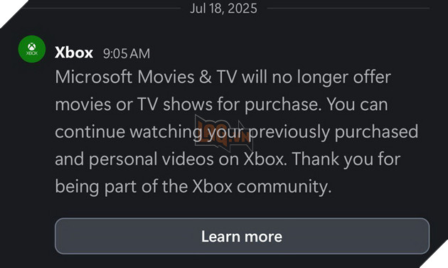 Xbox khiến cộng đồng khá bất ngờ khi dừng hoàn toàn việc bán và cho thuê phim cũng như chương trình truyền hình thông qua hệ thống của mình.