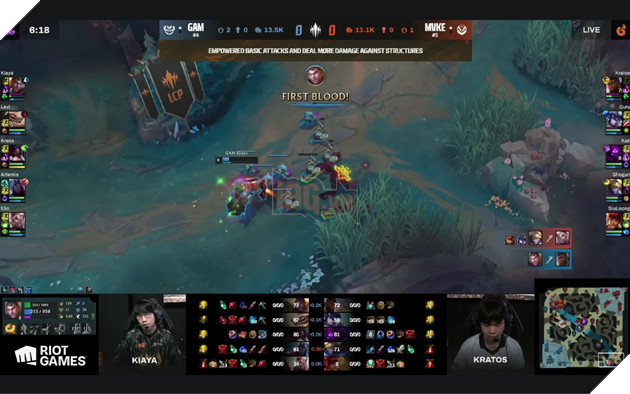 Kratos bị Kiaya hạ gục do đánh trượt kỹ năng phút cuối