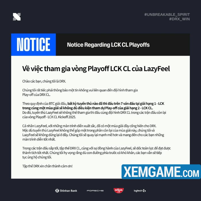 lazyfeel-bi-cam-thi-dau LazyFeel bất ngờ bị cấm tham dự playoffs LCK CL vì quy định đặc biệt lazyfeel bi cam thi dau
