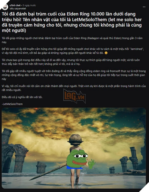 Mot nu game thu tham gia ha guc trum cuoi cua Elden Ring tan hon 10 nghin lan 2 Một nữ game thủ tham gia hạ gục trùm cuối của Elden Ring tận hơn 10 nghìn lần 2