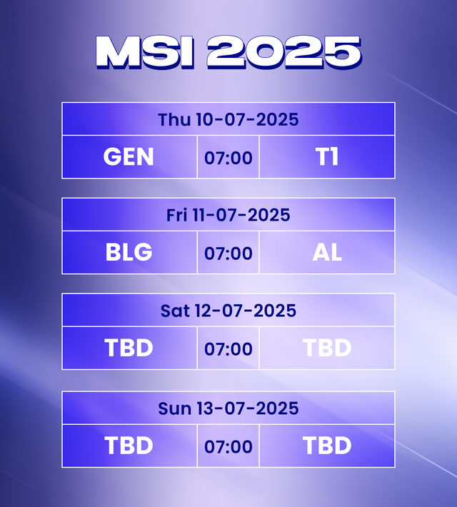 Lịch thi đấu MSI 2025: Lịch thi đấu MSI 2025: