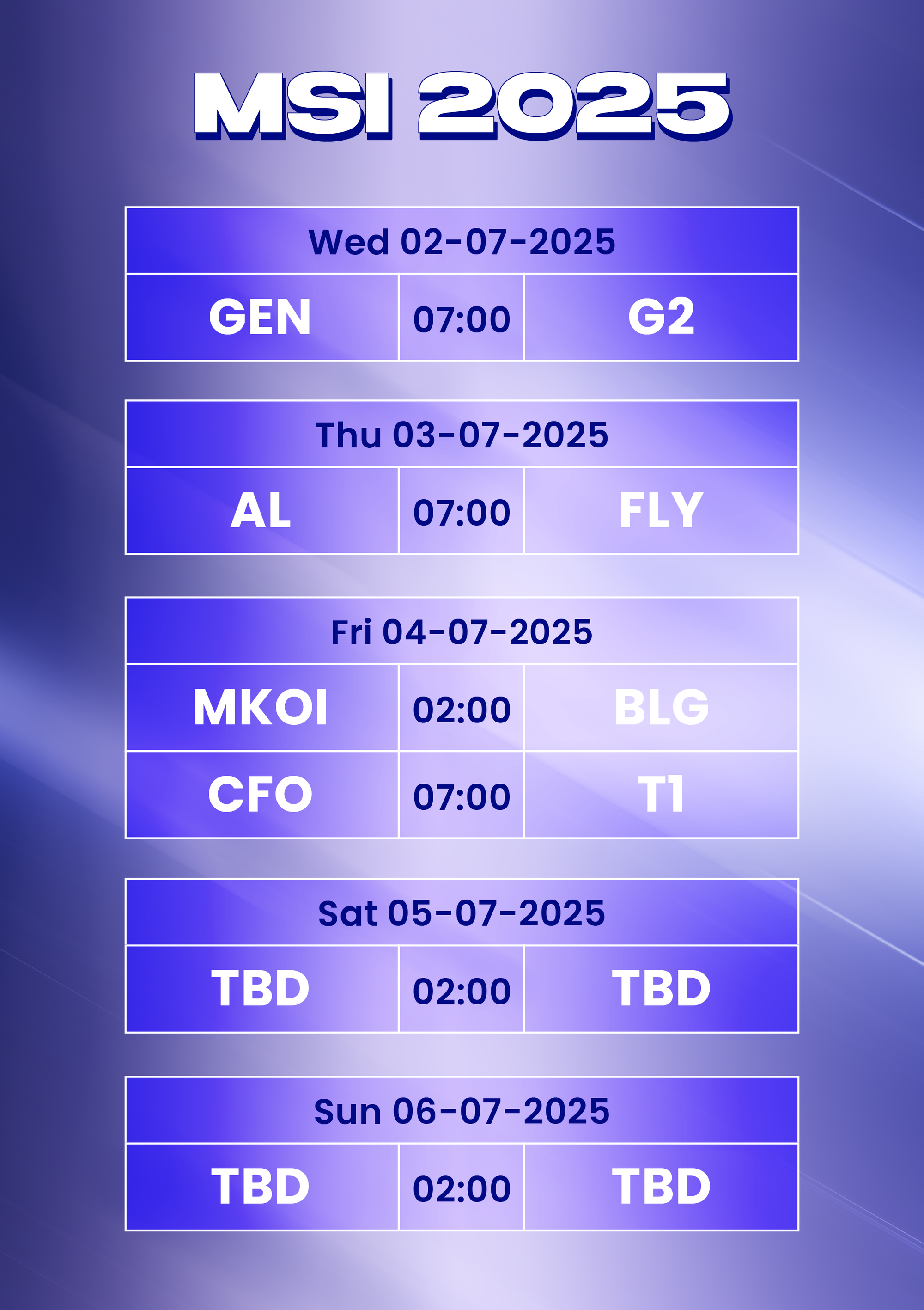 Lịch thi đấu MSI 2025 mới nhất: Gen.G gặp Lịch thi đấu MSI 2025 mới nhất: Gen.G gặp