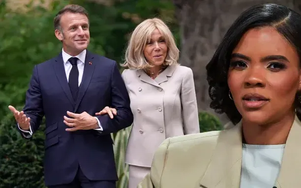 Vợ chồng Tổng thống Macron (bên trái) và người dẫn chương trình Candace Owens. (Ảnh: Getty Images)