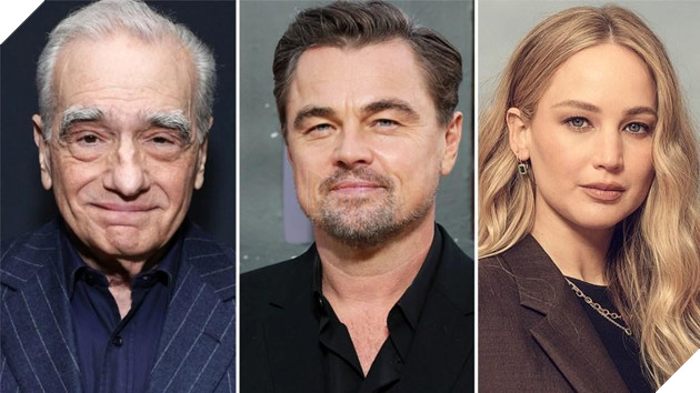 Nhà làm phim Martin Scorsese, Leonardo DiCaprio và Jennifer Lawrence.