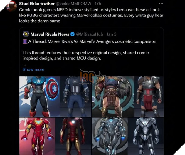 Marvel Rivals vs Marvel Avengers: Su khac biet giua thiet ke nhan vat cua nganh game phuong Dong va Tay 11 Marvel Rivals vs Marvel Avengers: Sự khác biệt giữa thiết kế nhân vật của ngành game phương Đông và Tây 11