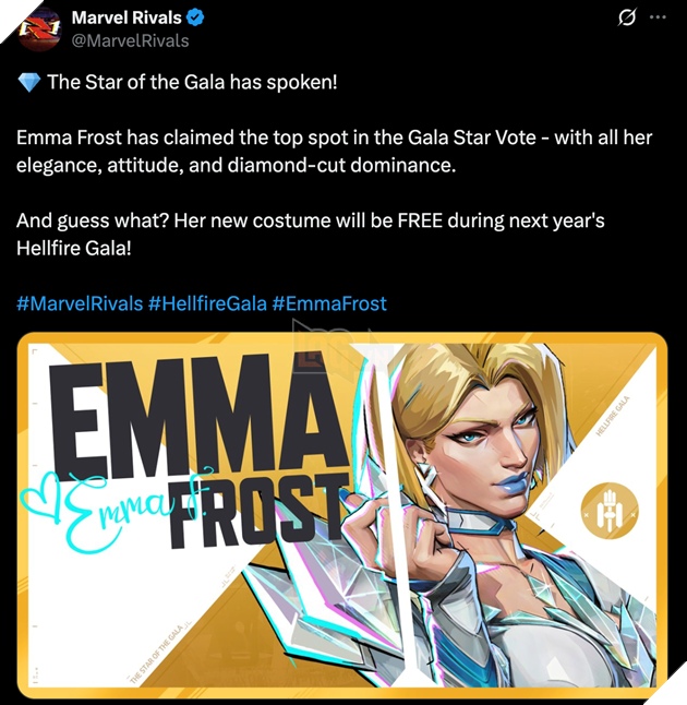 Marvel Rivals sẽ phát hành skin hellfire gala emma frost vào năm sau