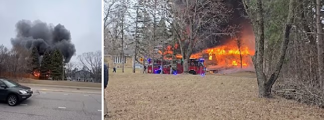 Ngọn lửa nhấn chìm ngôi nhà. Ảnh: Daily Mail, Mike Deyo